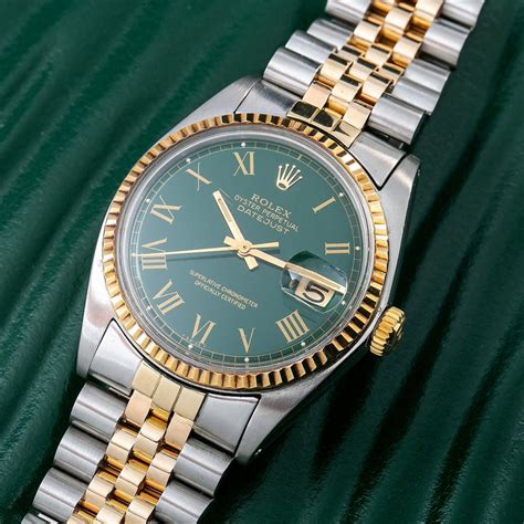 rolex datejust 1601 36mm green dial with two tone bracelet|vintage Rolex Datejust 1601.